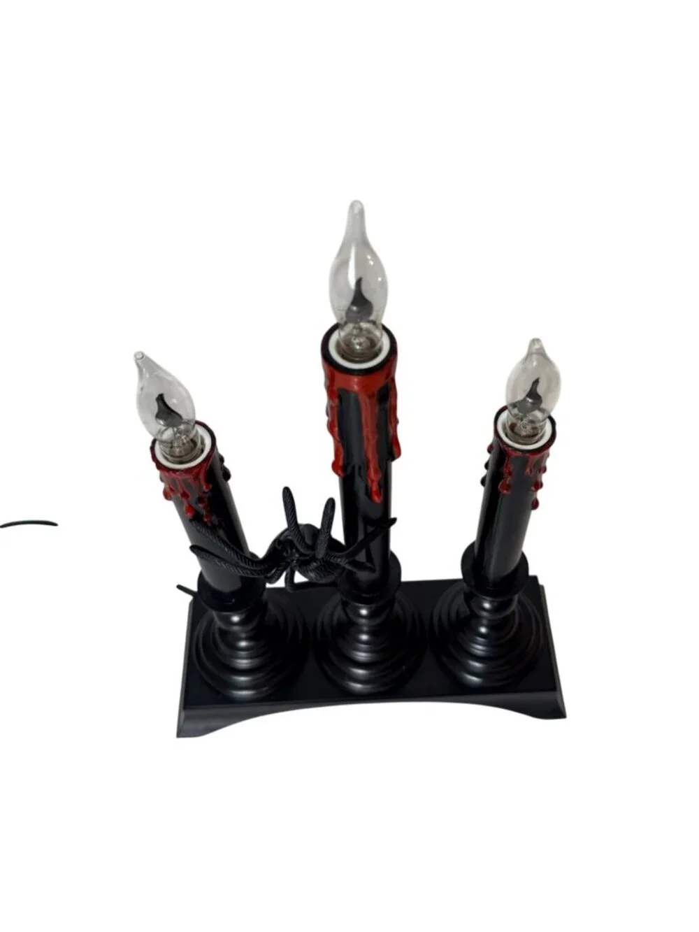 Halloween Bleeding Candle Flickering Candelabra VTG Spider Lamp Electric Plug In